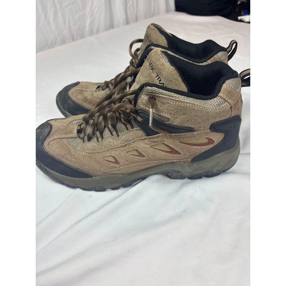 Ozark Trail Mens Tan Suede Mesh Hiking Boots Mid Top Lace Up Outdoor Shoes